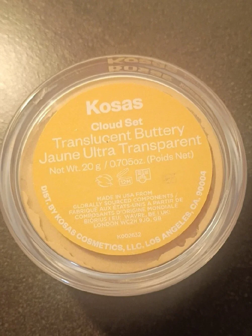 Kosas Cloud Set Translucent Setting Powder Full Size Shade Buttery Juane